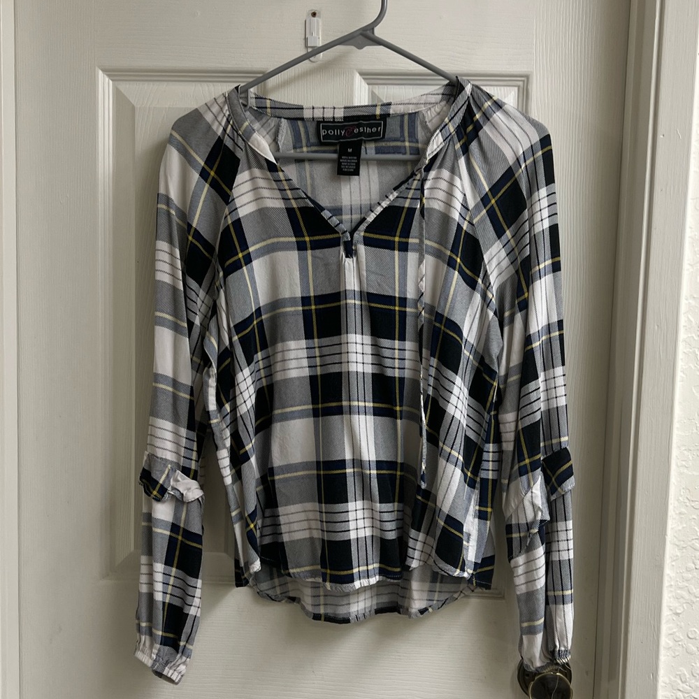 POLLY & ESTHER Plaid Dress Shirt